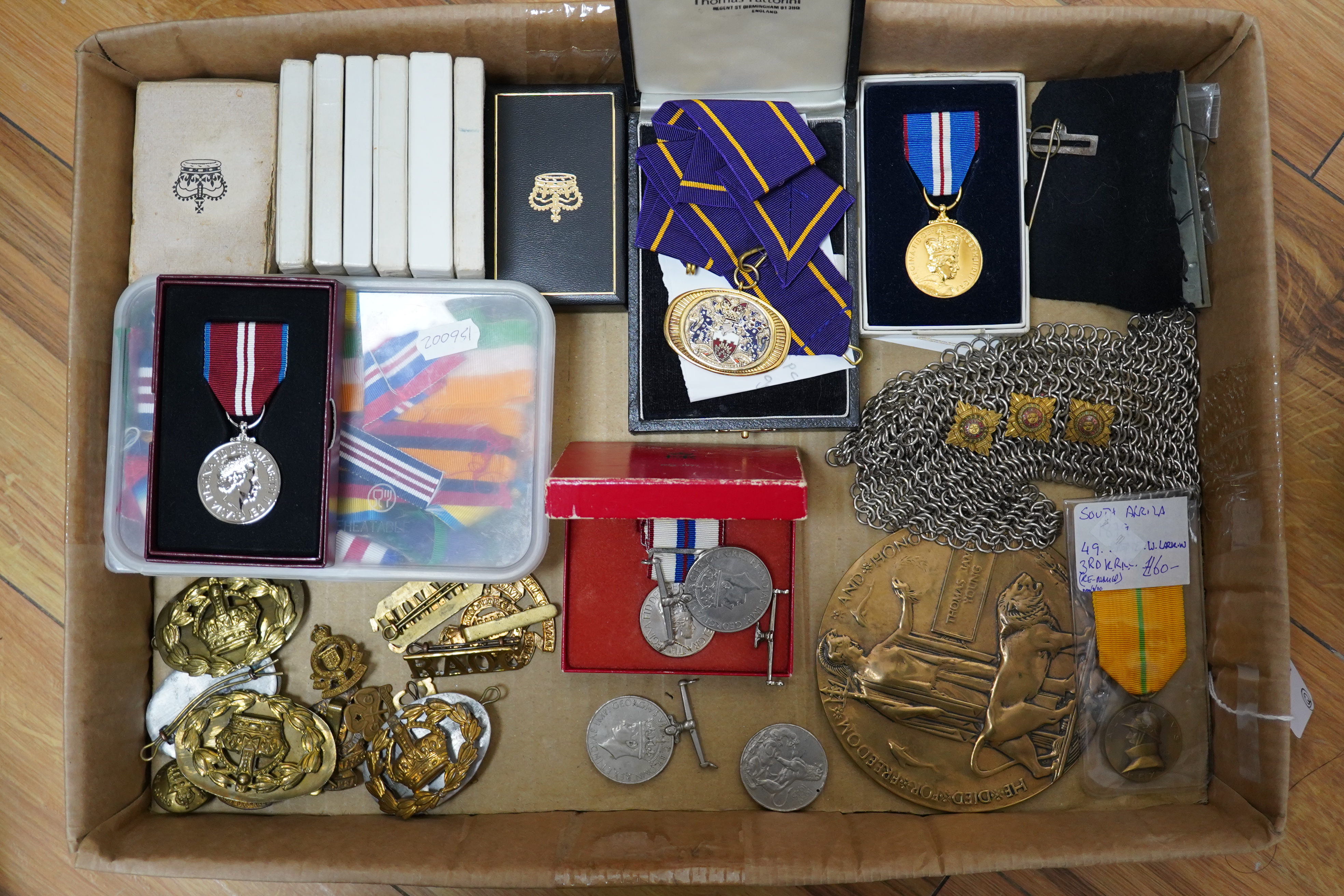 A collection of medal related items, etc., including